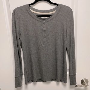 Lou & Grey ribbed long sleeve shirt, gray, size L